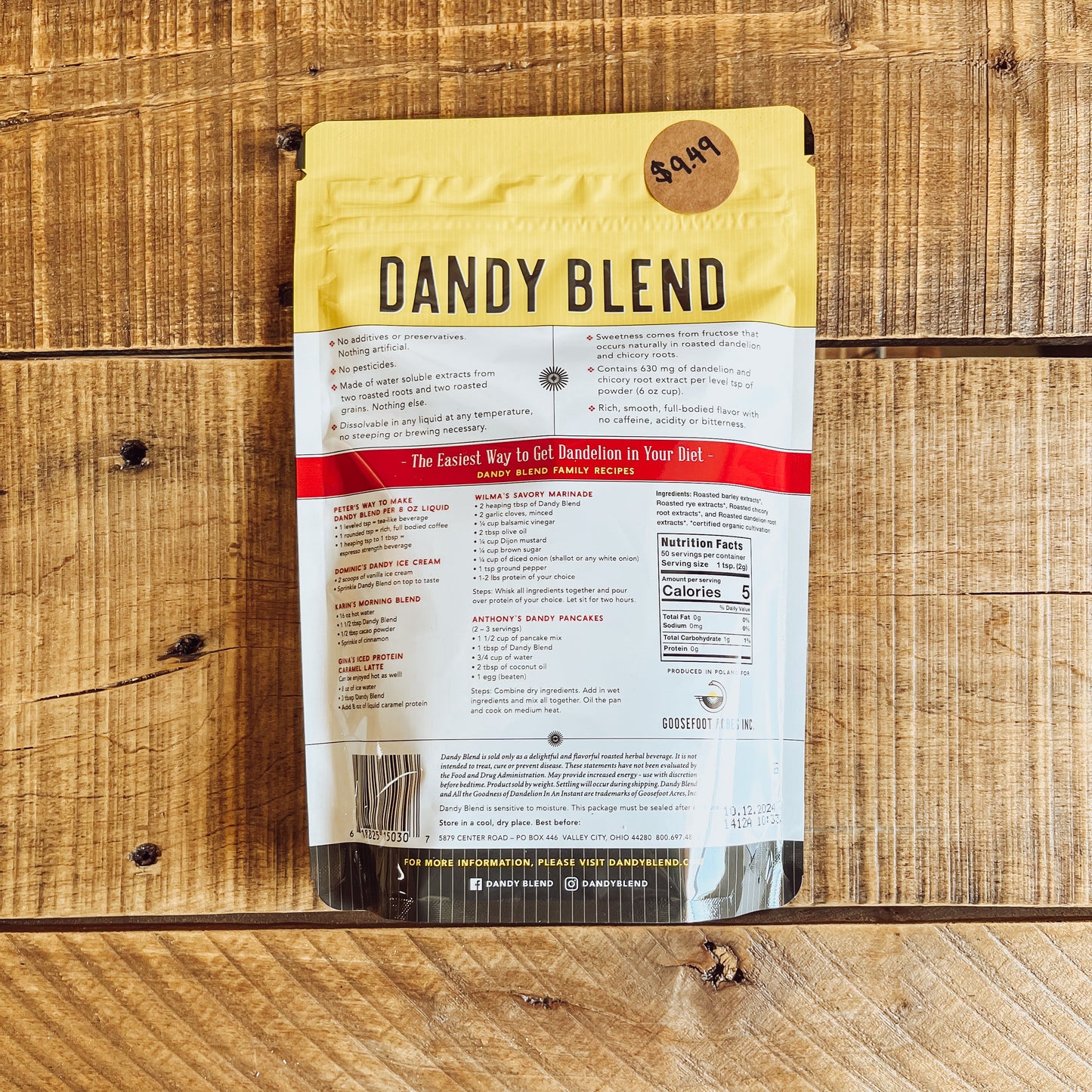 Organic Dandy Blend Tea - Bag