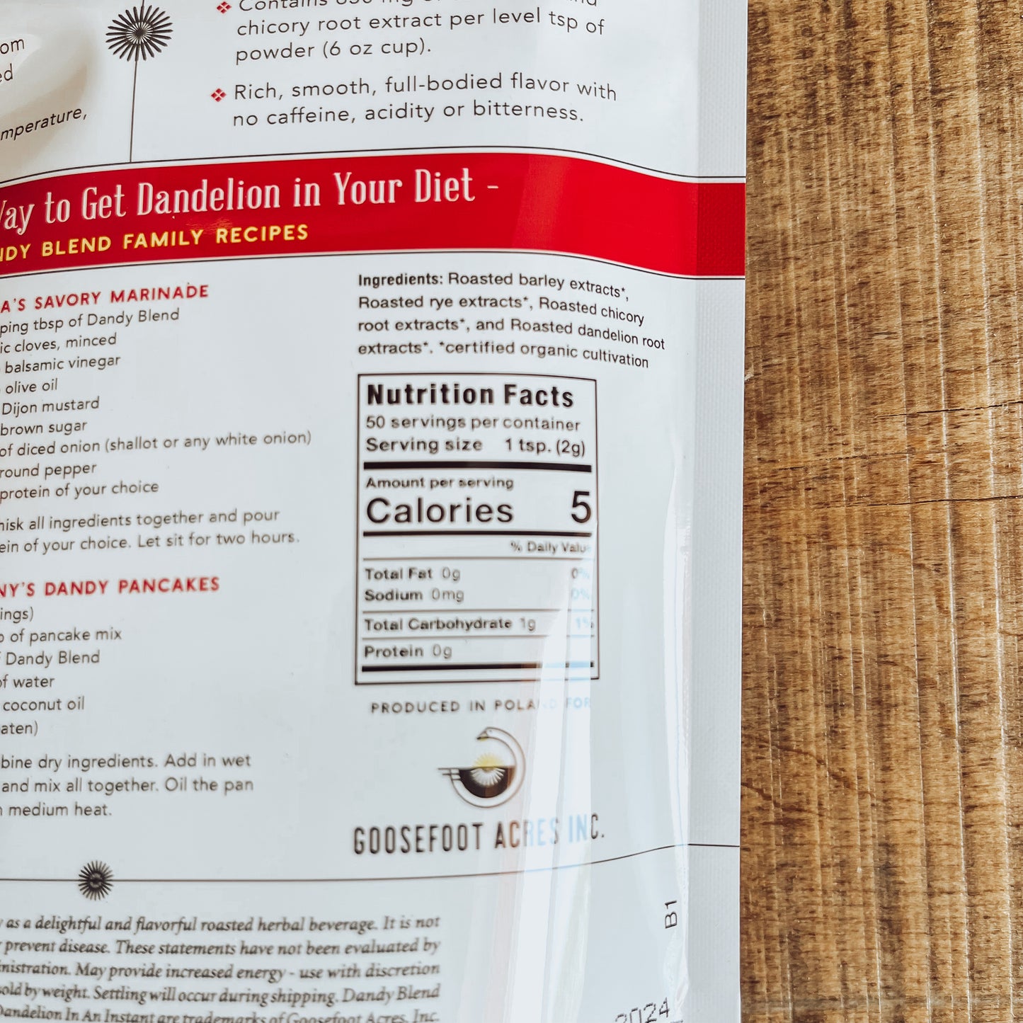 Organic Dandy Blend Tea - Bag