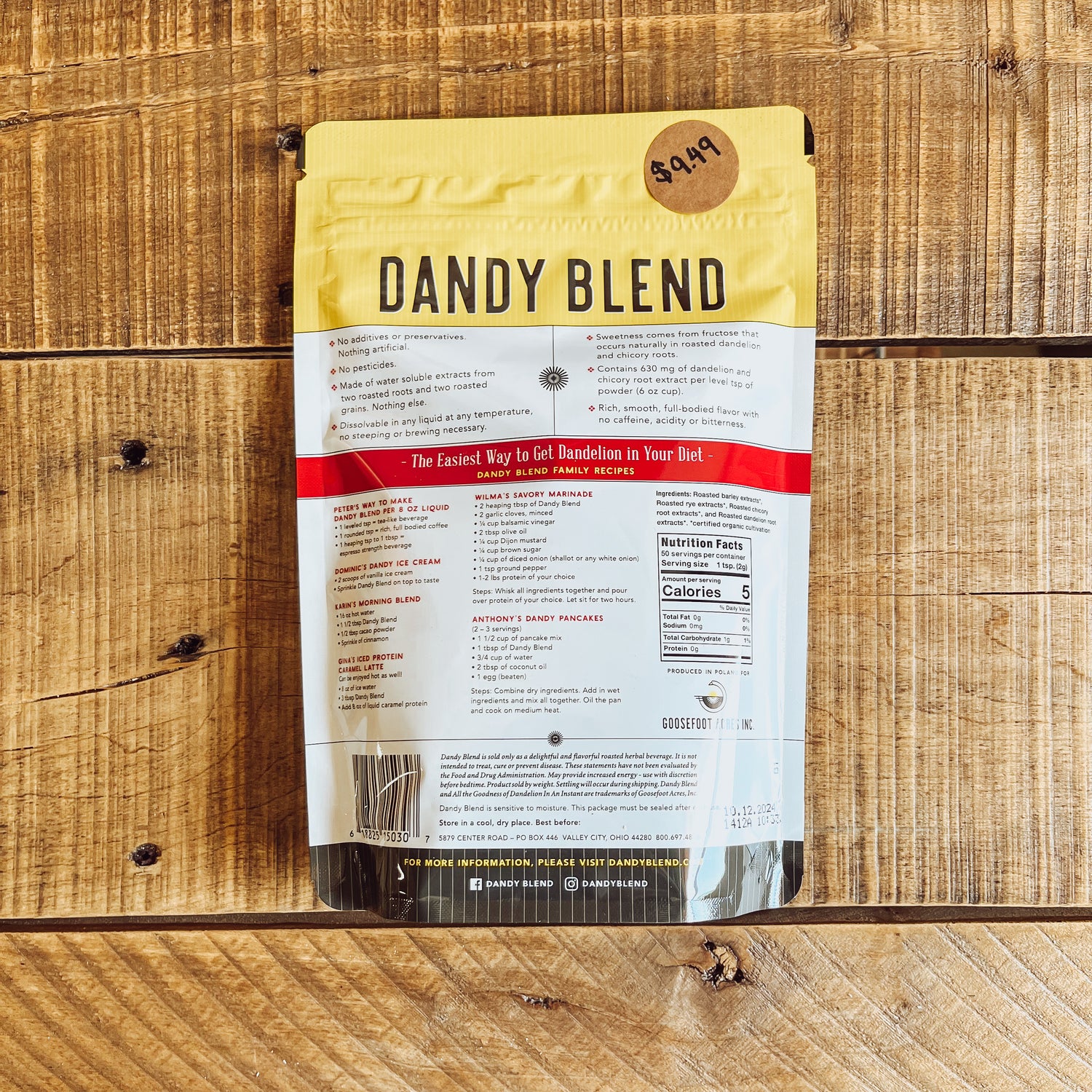 Organic Dandy Blend Tea - Bag – onemilefarms