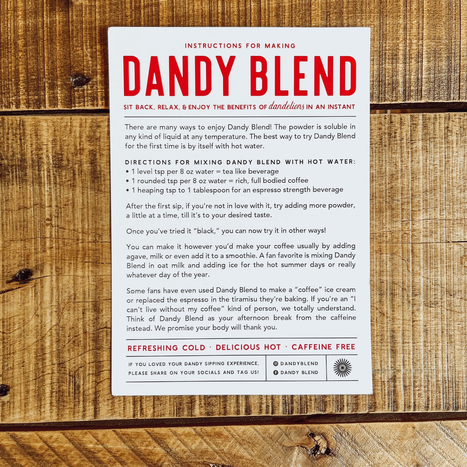 Two bags of Original Dandy Blend Instant Herbal Beverage with